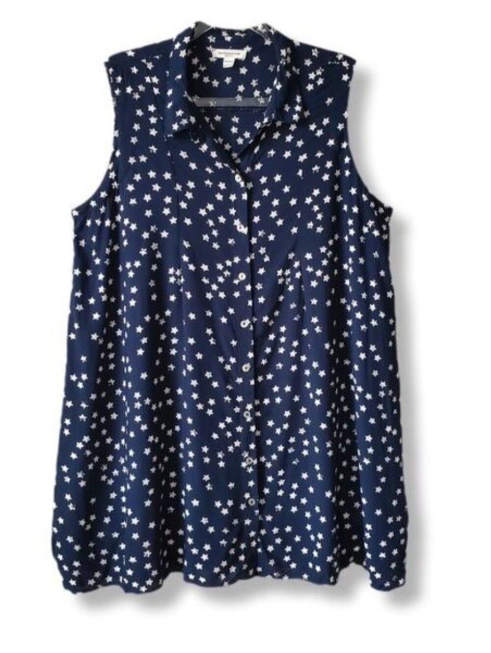 Beach Lunch Lounge Blue White Stars Mini Dress XL Preppy Casual Coastal Nautical